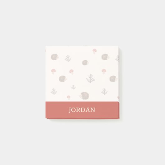 Niedliches Holz Igel- und Pilzmuster Post-it Klebezettel (Vorderseite)