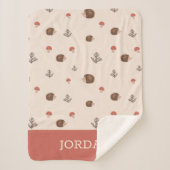 Niedliches Holz Igel- und Pilzmuster Sherpadecke (Vorderseite)