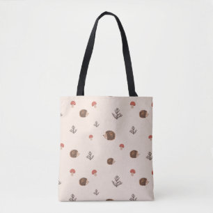 Niedliches Holz Igel- und Pilzmuster Tasche