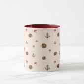 Niedliches Holz Igel- und Pilzmuster Tasse (Zentrum)