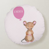 Niedliches hölzerne Mäusepersonalisiertes Rundes Kissen (Rückseite)