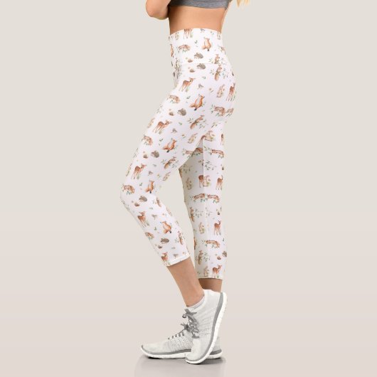 Niedliches Holzlandtier-Muster Capri Leggings (Links)