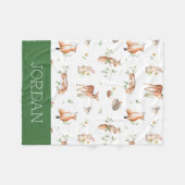 Niedliches Holzlandtier-Muster Fleecedecke (Vorderseite (Horizontal))