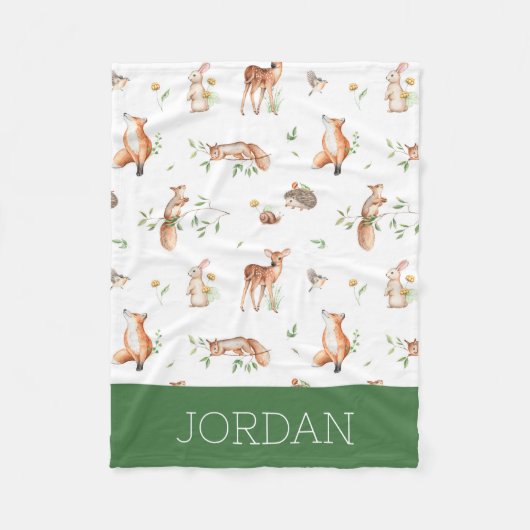 Niedliches Holzlandtier-Muster Fleecedecke (Vorderseite)