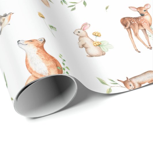 Niedliches Holzlandtier-Muster Geschenkpapier (Rolleneckpunkt)