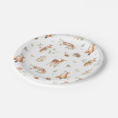 Niedliches Holzlandtier-Muster Pappteller (Schrägansicht)