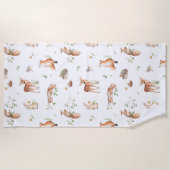 Niedliches Holzlandtier-Muster Strandtuch (Vorderseite)