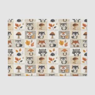Niedliches Holzschnitt Muster: Adorable Tiere Seidenpapier