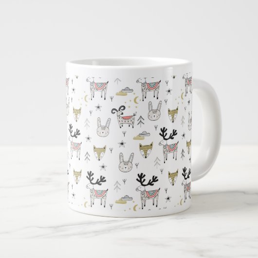 Niedliches Holzschutzmuster Jumbo-Tasse (Vorderseite Rechts)