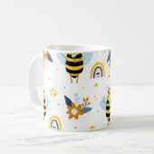 Niedliches Honey Bee Floral Rainbow Muster Kaffeetasse (Vorderseite Links)