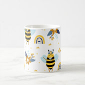 Niedliches Honey Bee Floral Rainbow Muster Kaffeetasse (Mittel)