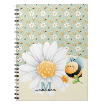Niedliches Honey Bee Muster Notebook mit Namen