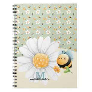 Niedliches Honey Bee Muster Notebook mit Namen Notizblock