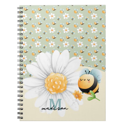 Niedliches Honey Bee Muster Notebook mit Namen Notizblock (Vorderseite)