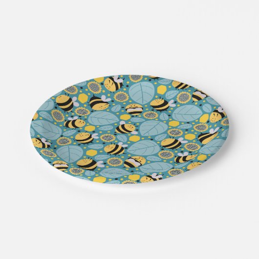 Niedliches Honey Bee Wrapping Paper Set 3 Napkins Pappteller (Schrägansicht)