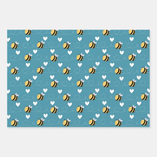 Niedliches Honey Bee Wrapping Paper Set von 3 Geschenkpapier Set (Vorderseite 3)