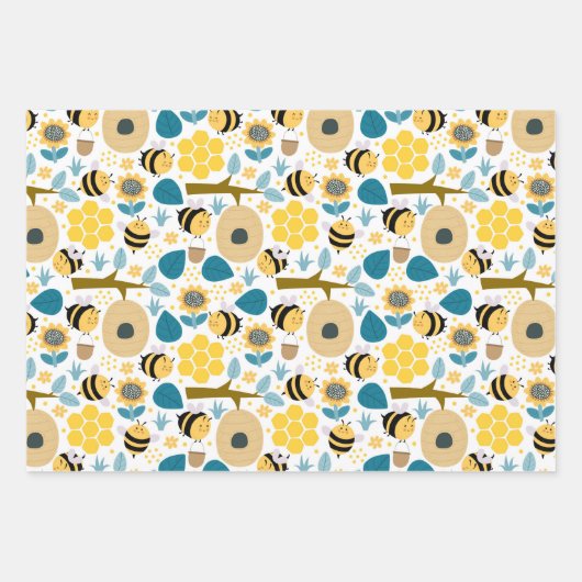 Niedliches Honey Bee Wrapping Paper Set von 3 Geschenkpapier Set (Vorderseite 2)