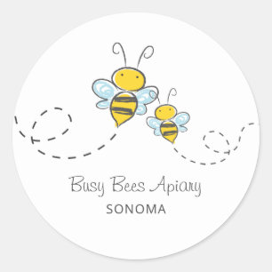 Niedliches Honigbienen-Logo Runder Aufkleber