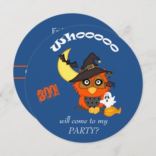 Niedliches Hoot Owl Halloween-Party Einladung (Vorne/Hinten)