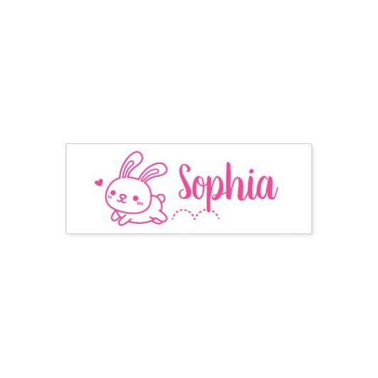 Niedliches Hopping Bunny Rabbit, Mädchenname Permastempel (Design)