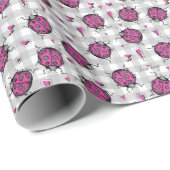 Niedliches Hot Pink & Black Ladybug Zeichnend Must Geschenkpapier (Rolleneckpunkt)