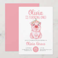Niedliches Hot Pink Farm Baby Pig Girl 1. Geburtst