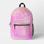 Niedliches Hot Pink Rainbow Glitzer Tropfen Monogr Bedruckter Rucksack (Vorderseite)