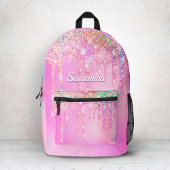 Niedliches Hot Pink Rainbow Glitzer Tropfen Monogr Bedruckter Rucksack