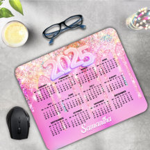 Niedliches Hot Pink Rainbow Glitzer Tropfen Monogr