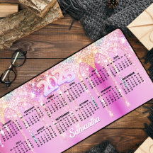 Niedliches Hot Pink Rainbow Glitzer Tropfen Monogr