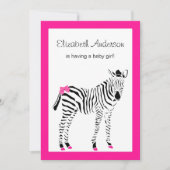 Niedliches Hot-Pink und schwarze Zebra Girly Babyd Einladung (Vorderseite)