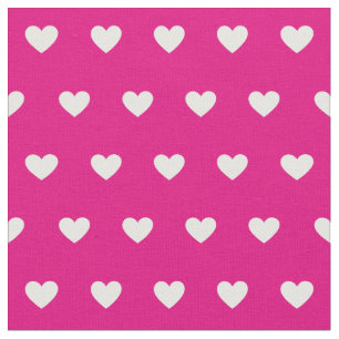 Niedliches Hot Pink White Hearts Dot Muster Stoff