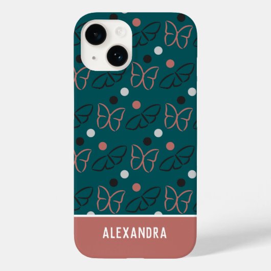 Niedliches Hübsches Blau und Rosa Schmetterlingsmu Case-Mate iPhone Hülle (Rückseite)