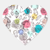 Niedliches Hübsches Einhornmuster Herz-Aufkleber (Vorderseite)