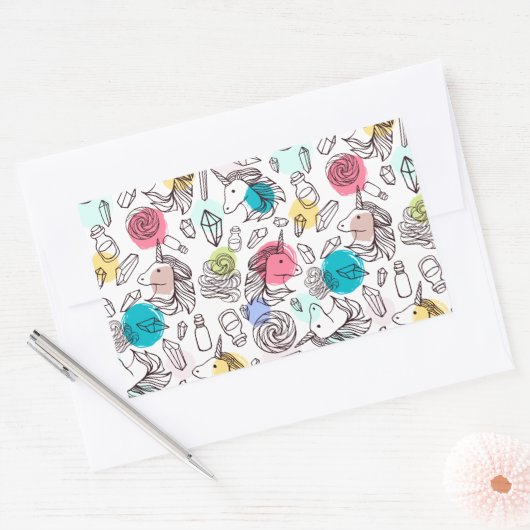 Niedliches Hübsches Einhornmuster Rechteckiger Aufkleber (Umschlag)
