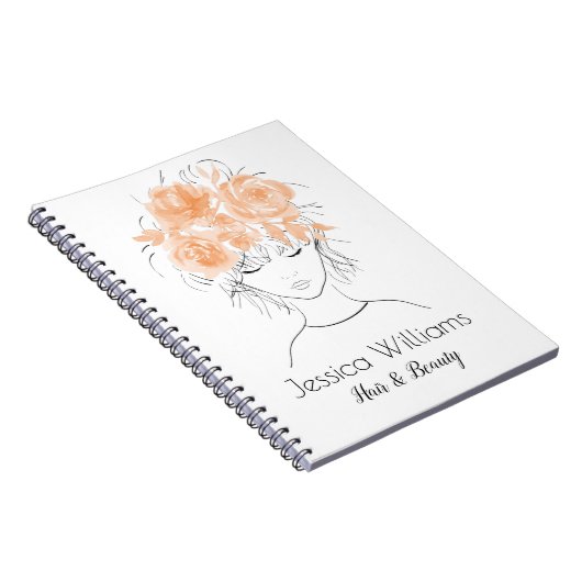 Niedliches hübsches Girl pfirsichfarbene Rose Notizblock (Rechte Seite)