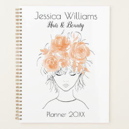 Niedliches hübsches Girl pfirsichfarbene Rose Planer