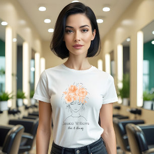 Niedliches hübsches Girl pfirsichfarbene Rose T-Shirt