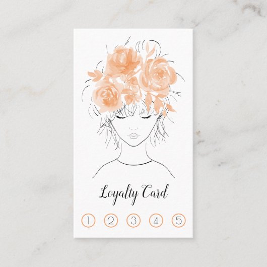 Niedliches hübsches Girl pfirsichfarbene Rose Treuekarte (Vorderseite)