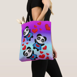 Niedliches Hübsches Panda mit Liebe Herz für Shopp Tasche