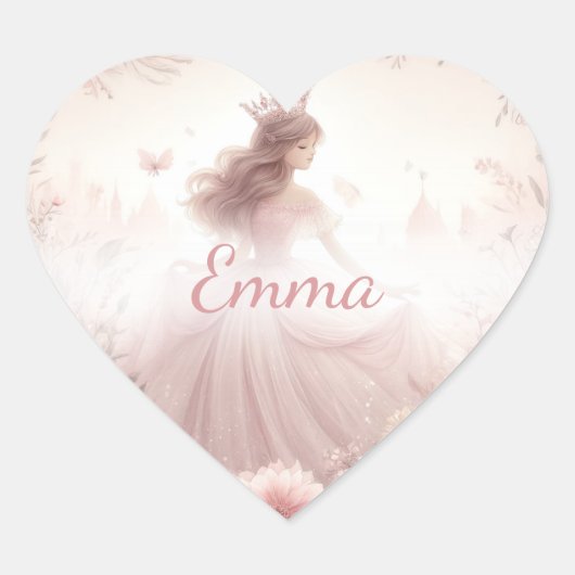Niedliches Hübsches PinkPrincess mit Herz Herz-Aufkleber (Vorderseite)