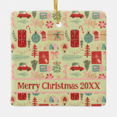 Niedliches Hübsches Preppy Pink und Minze Grün Wei Keramikornament (Vorderseite)