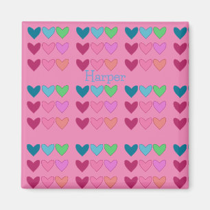 Niedliches Hübsches Rosa mit herzhaften Mädchen Magnet