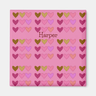 Niedliches Hübsches Rosa mit herzhaften Mädchen Magnet