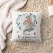Niedliches Hübsches Wreath Baby First Christmas Fo Kissen (Decke)