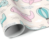 Niedliches Hubschraubermuster Geschenkpapier (Rolleneckpunkt)
