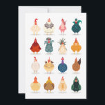 Niedliches Huhn<br><div class="desc">Eine Gruppe farbenfroher niedlicher und lustiger Hennen und Hähne,  die in Linien stehend sind.</div>