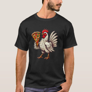 Niedliches Huhn, das Pizza isst T-Shirt