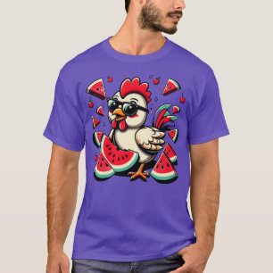 Niedliches Huhn isst Wassermelonen-Frucht Sommer M T-Shirt