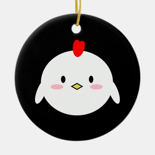 Niedliches Huhn Keramik Ornament (Vorne)